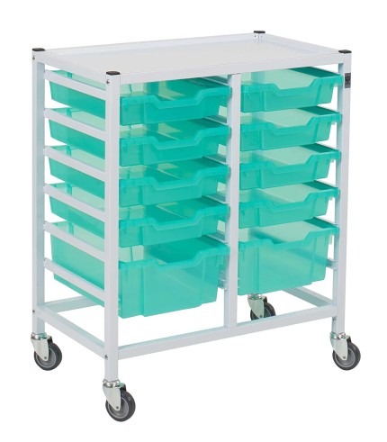 Gratnells Compact Double Column Fixed Runner Trolley Anti-Micro