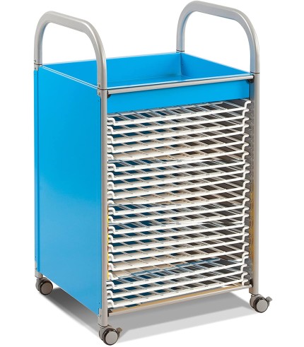 Gratnells Art Storage Trolley with trays and drying racks (cyan with racks)