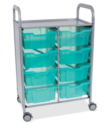 Callero Shield Antimicrobial Double Trolley with Deep Trays