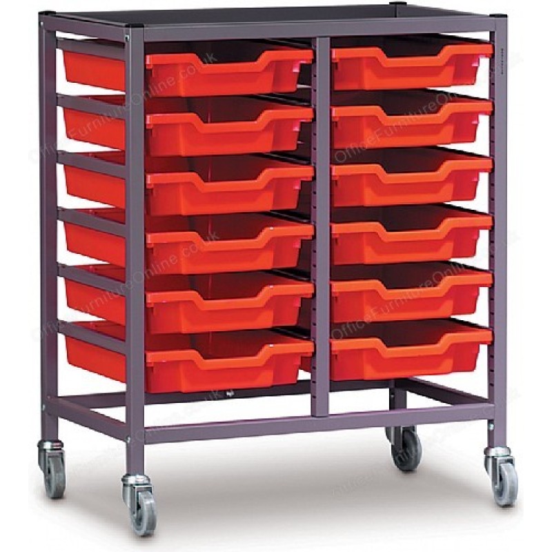 Gratnells Double Column 12 Tray Storage Trolley