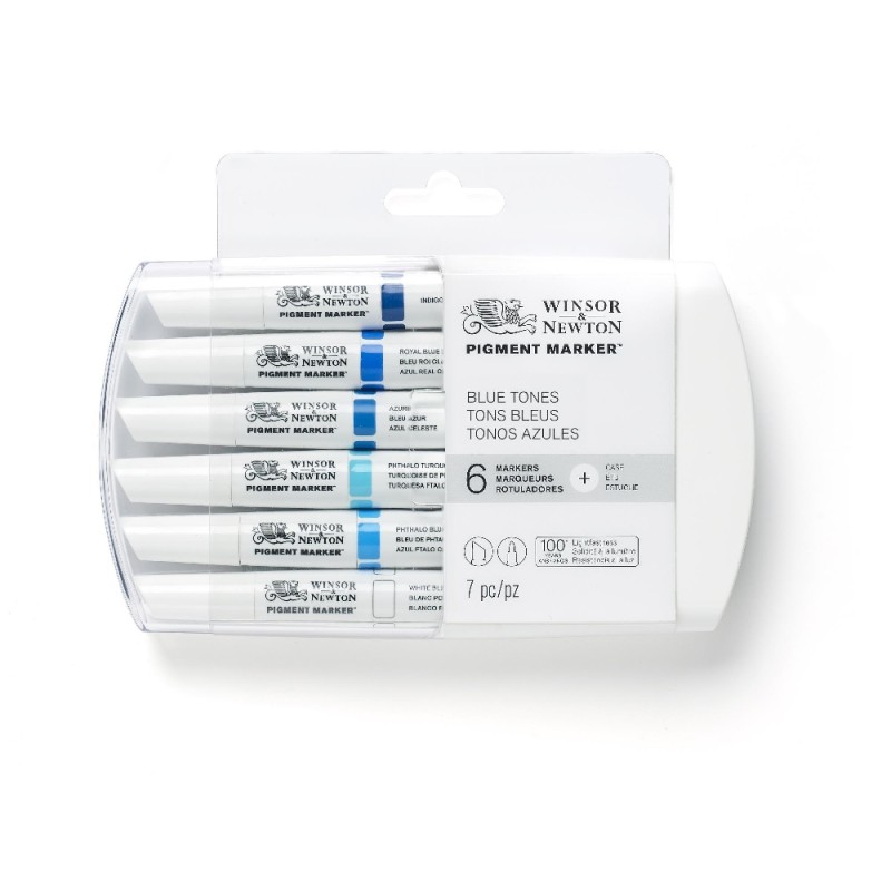 Winsor and Newton Pigment Marker Blue Tones set of 6