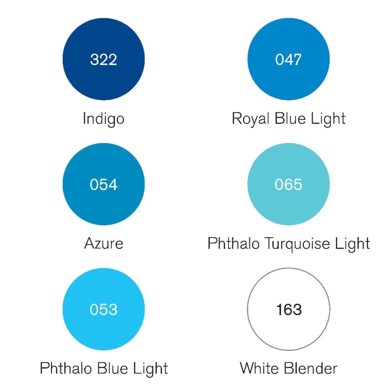 Winsor and Newton Pigment Marker Blue Tones set of 6